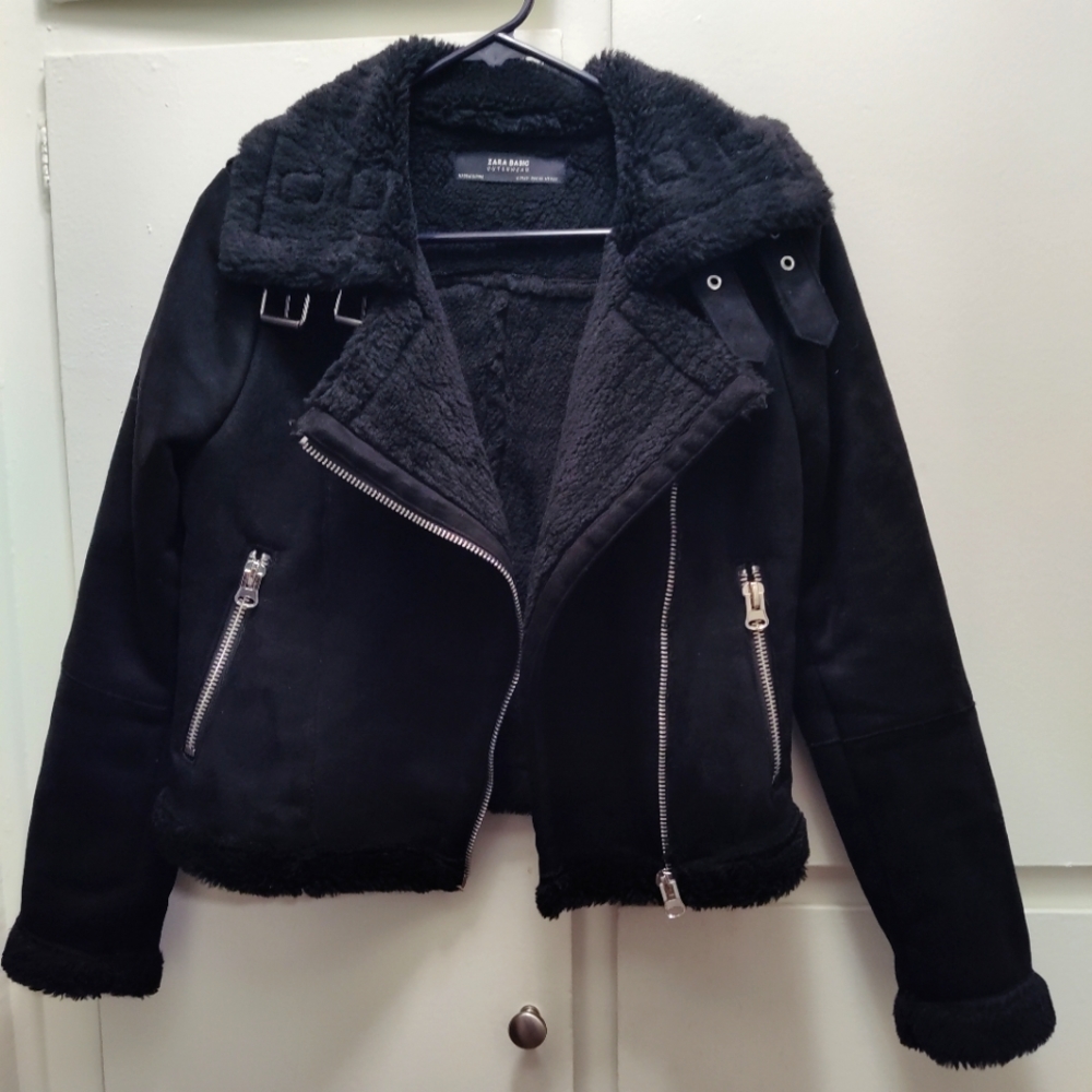 Zara Black Suede Basic Outerwear Jacket. Great Fo… - image 1